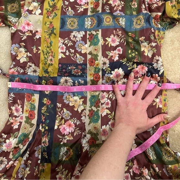 NWT Johnny Was Laurie Pippa Silk Patchwork Floral Burgundy Braid Belt Mini Dress - Picture 15 of 16